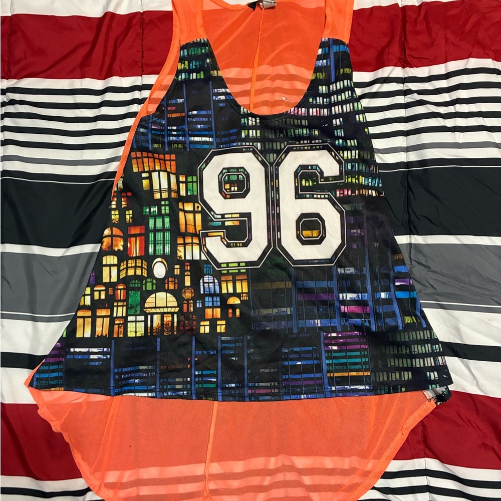 Vibrant Orange Cityscape Tank Top